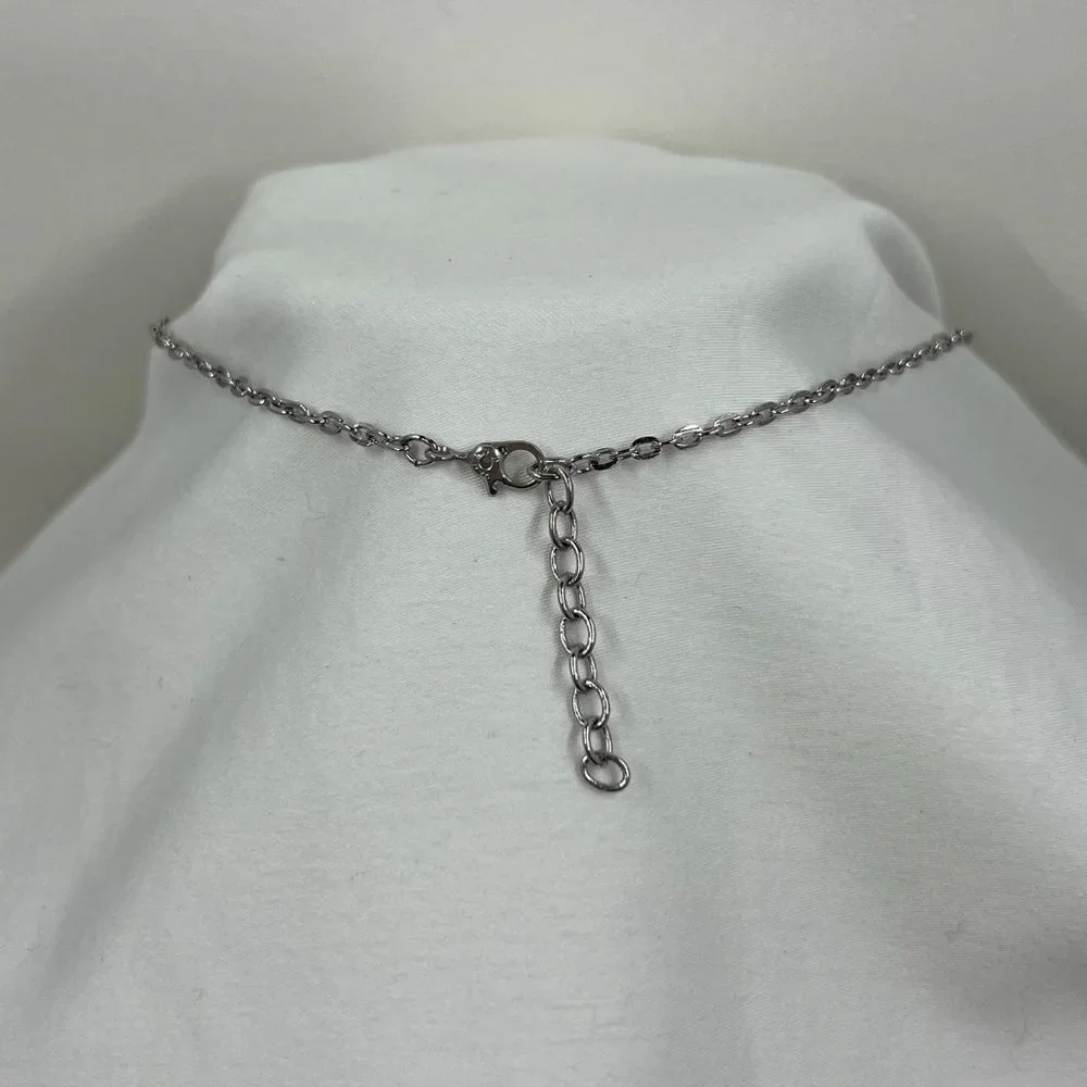 Silver Toned 18” Necklace with Blue Beading - Picture 3 of 4